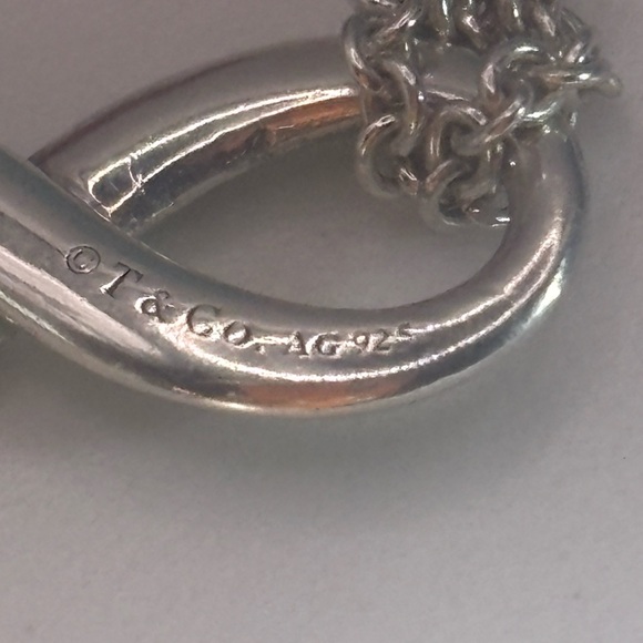 Tiffany & Co. Blue Enamel Infinity Pendant Necklace Double Chain - Picture 7 of 11